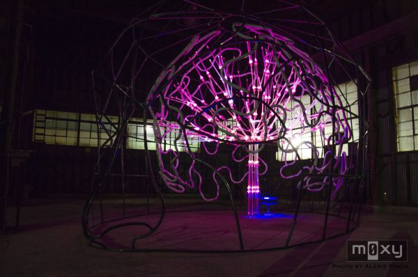 Large structure that is lit up
