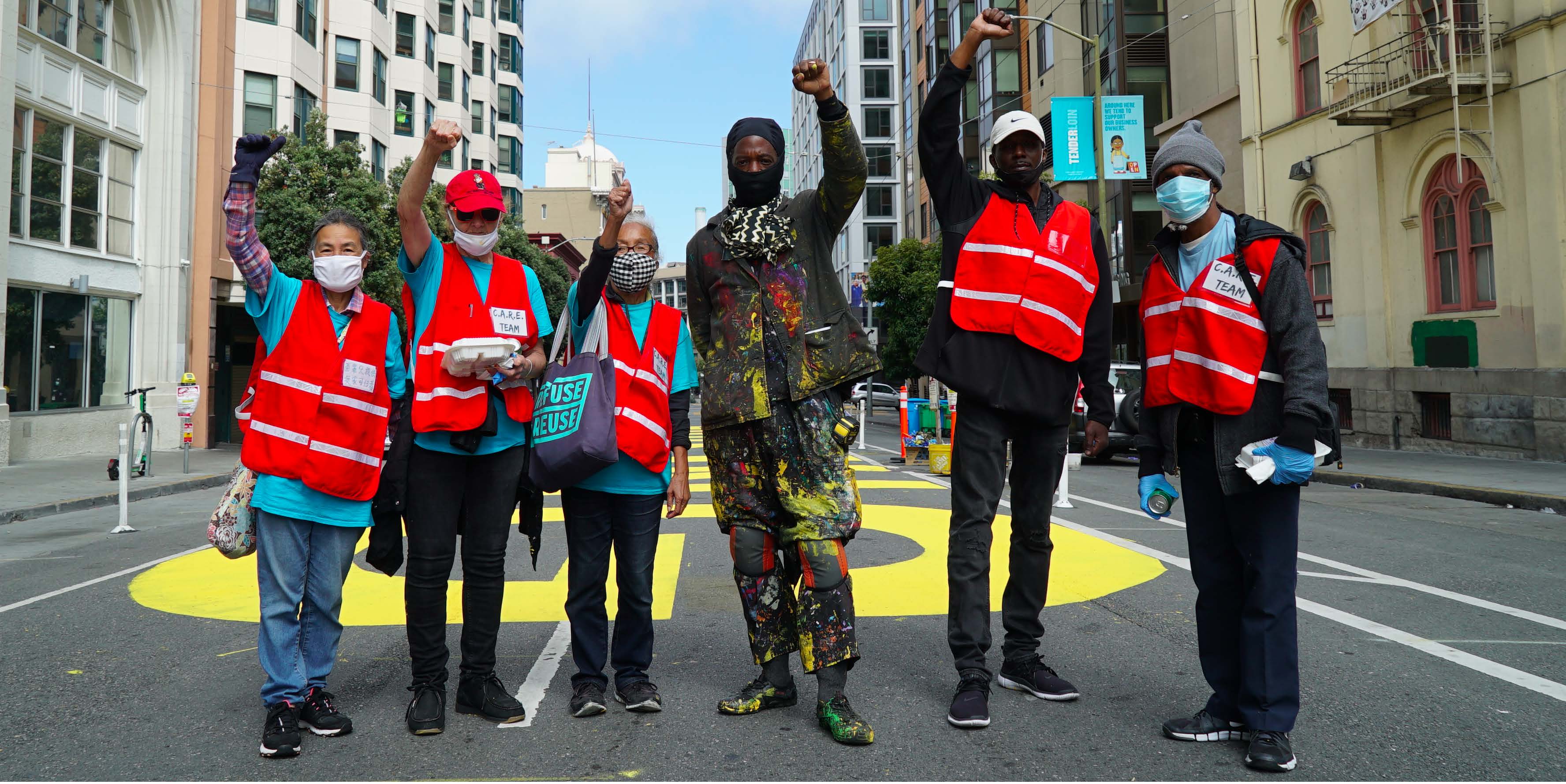 Housing Blacks Community Mural with artist Malik Seneferu, Golden Gate Ave, San Francisco - Code Tenderloin (2020)