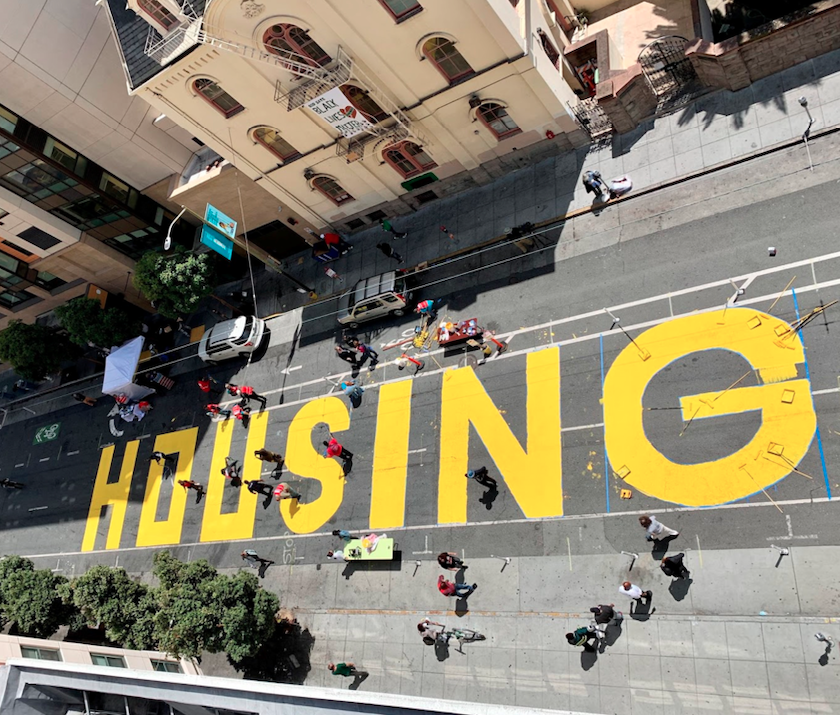 Housing Blacks Community Mural with artist Malik Seneferu, Golden Gate Ave, San Francisco - Code Tenderloin (2020)