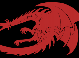 Red dragon with black background